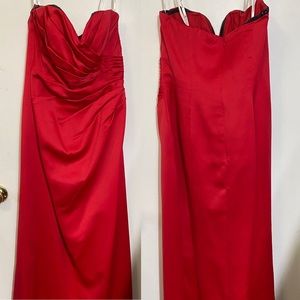Red floor length strapless dress size 12